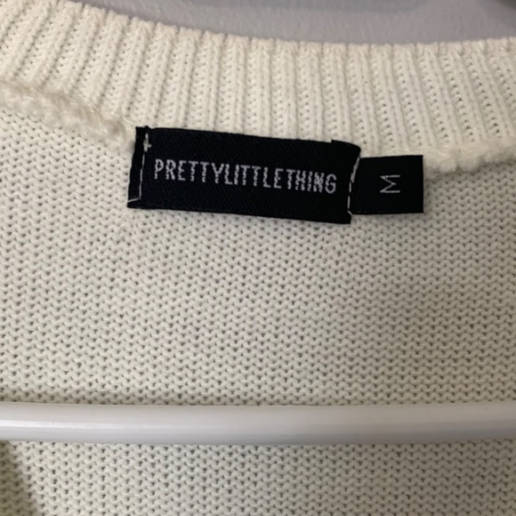 Cream Long Sleeve Ruched Asymmetric Knitted Dress - Picture 4 of 4